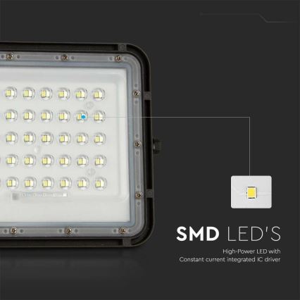 LED Εξωτερικού χώρου dimming ηλιακό προβολέας LED/10W/3,2V IP65 6400K 6000 mAh μαύρο + τηλεχειριστήριο