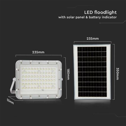 LED Εξωτερικού χώρου dimming ηλιακός προβολέας LED/15W/3,2V IP65 4000K 12000 mAh λευκό + τηλεχειριστήριο