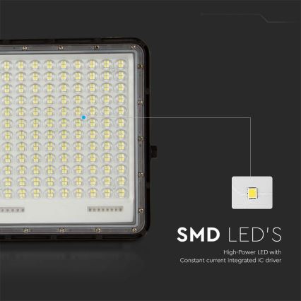 LED Ηλιακός προβολέας εξωτερικού χώρου LED/30W/3,2V 4000K μαύρο IP65 + τηλεχειριστήριο
