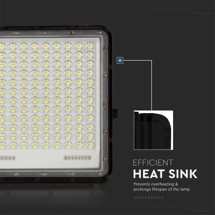LED Ηλιακός προβολέας εξωτερικού χώρου LED/30W/3,2V 4000K μαύρο IP65 + τηλεχειριστήριο