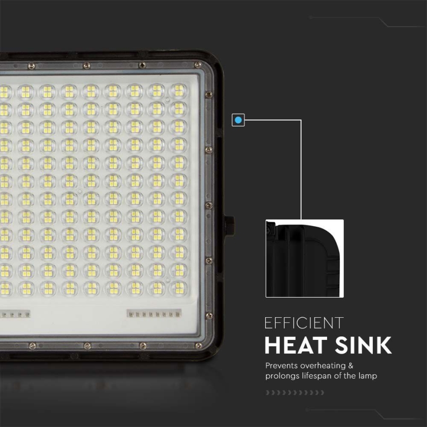 LED Ηλιακός προβολέας εξωτερικού χώρου LED/30W/3,2V 4000K μαύρο IP65 + τηλεχειριστήριο