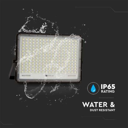 LED Ηλιακός προβολέας εξωτερικού χώρου LED/30W/3,2V 4000K μαύρο IP65 + τηλεχειριστήριο