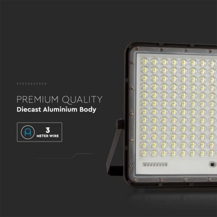 LED Ηλιακός προβολέας εξωτερικού χώρου LED/30W/3,2V 4000K μαύρο IP65 + τηλεχειριστήριο