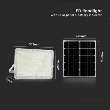 LED Ηλιακός προβολέας εξωτερικού χώρου LED/30W/3,2V 6400K λευκό IP65 20000 mAh + τηλεχειριστήριο
