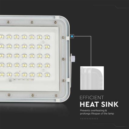 LED Εξωτερικού χώρου dimming ηλιακός προβολέας LED/6W/3,2V IP65 6400K 5000 mAh λευκό + τηλεχειριστήριο