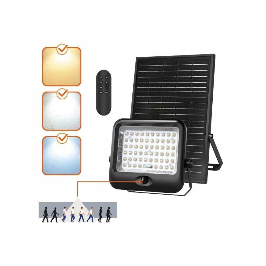 Ηλιακός LED προβολέας με αισθητήρα MHCS LED/35W/3,2V 3000/4000/6500K IP65 15000 mAh + τηλεχειριστήριο