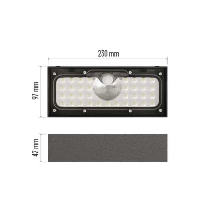 LED ηλιακός προβολέας με αισθητήρα κίνησης LED/3,7V 3000mAh 4000K IP65 μαύρο