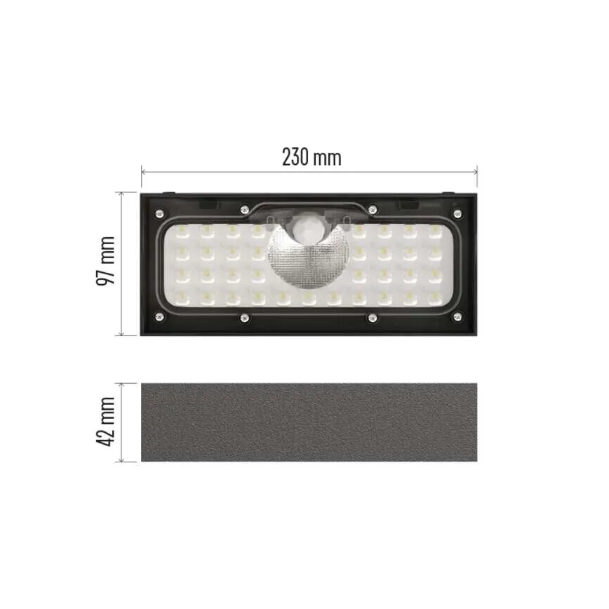 LED ηλιακός προβολέας με αισθητήρα κίνησης LED/3,7V 3000mAh 4000K IP65 μαύρο