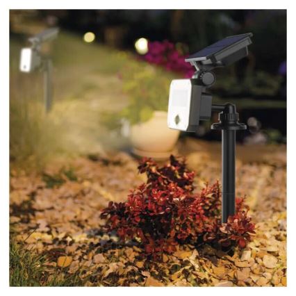 LED Ηλιακός προβολέας με αισθητήρα κίνησης SPILO LED/3,7V 3600mAh 3000K IP54 + τηλεχειριστήριο
