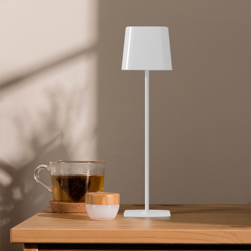 LED Ηλιακό ρυθμιζόμενο μαγνητικό επιτραπέζιο φωτιστικό με αφής, επαναφορτιζόμενο LED/5W/5V 3000-6000K 3600 mAh IP65 λευκό