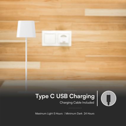 LED Ηλιακό ρυθμιζόμενο μαγνητικό επιτραπέζιο φωτιστικό με αφής, επαναφορτιζόμενο LED/5W/5V 3000-6000K 3600 mAh IP65 λευκό