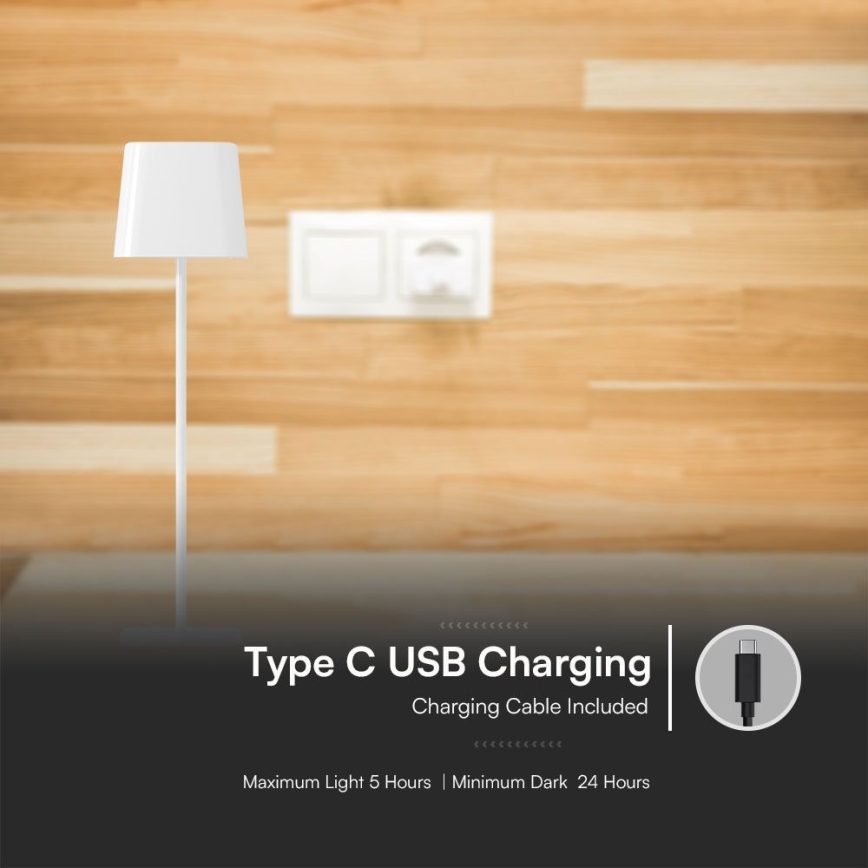 LED Ηλιακό ρυθμιζόμενο μαγνητικό επιτραπέζιο φωτιστικό με αφής, επαναφορτιζόμενο LED/5W/5V 3000-6000K 3600 mAh IP65 λευκό