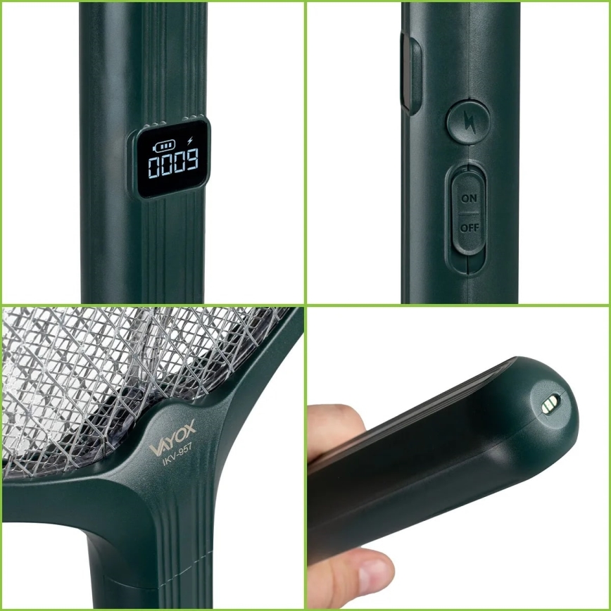 LED Ηλεκτρική παγίδα εντόμων 2 σε 1 με οθόνη LCD 1200 mAh/5V πράσινο