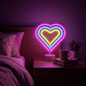 LED neon επιτραπέζιο διακοσμητικό LED/2W/3xAA USB καρδιά