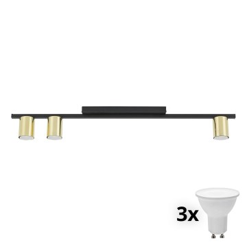 LED σποτ φωτιστικό LOGAN 3xGU10/10W/230V μαύρο/χρυσό