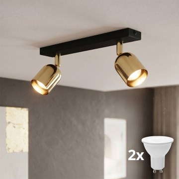 LED σποτ φωτιστικό TOP 2xGU10/10W/230V μαύρο/χρυσό
