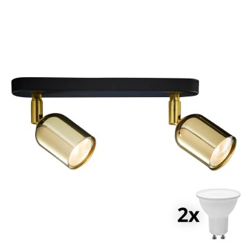 LED σποτ φωτιστικό TOP 2xGU10/10W/230V μαύρο/χρυσό