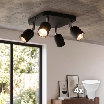 LED σποτ φωτιστικό TOP 4xGU10/10W/230V μαύρο