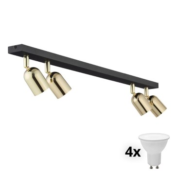 LED σποτ φωτιστικό TOP 4xGU10/10W/230V μαύρο/χρυσό