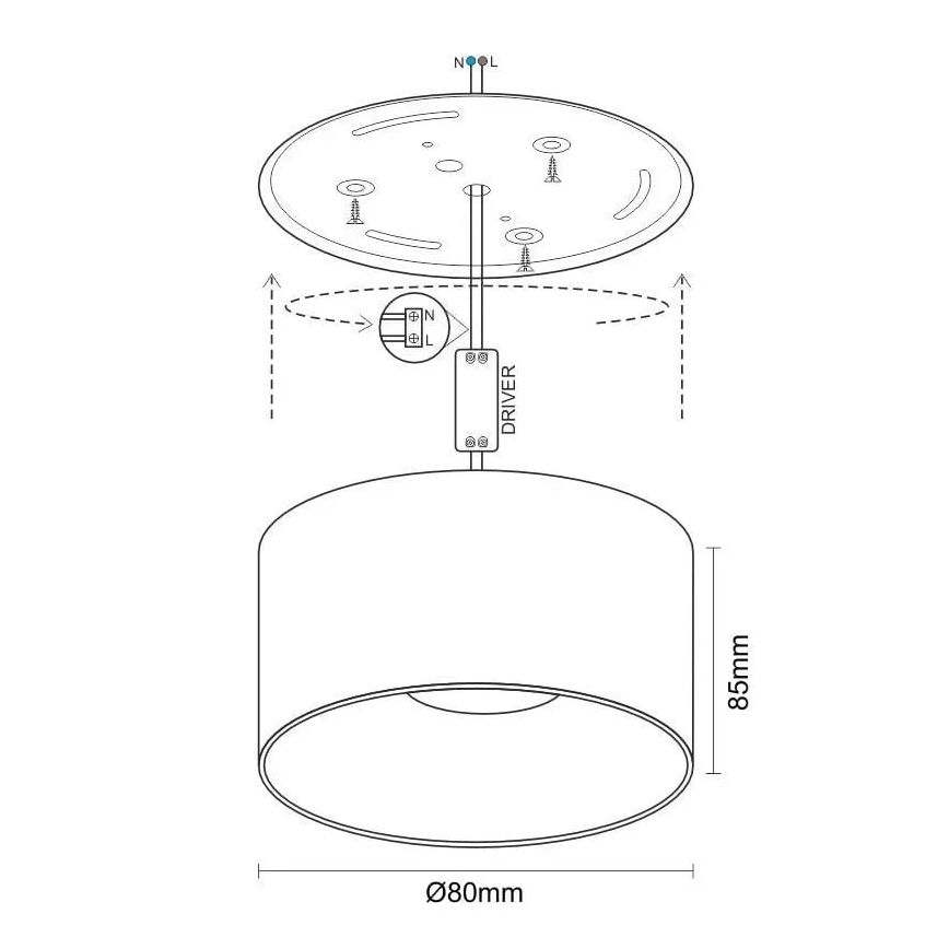 LED Σποτ LED/12W/230V 4000K διάμετρος 8 cm λευκό