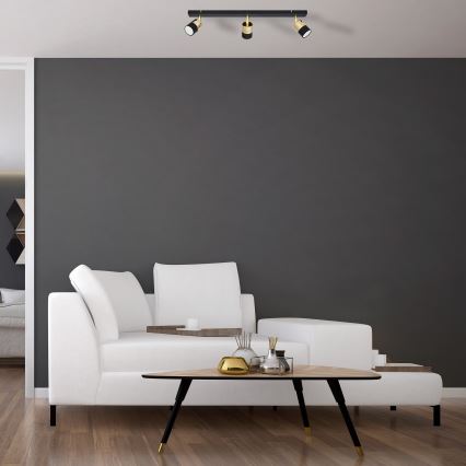 LED Σποτ TUBSSON 3xGU10/4,8W/230V μαύρο/χρυσαφί