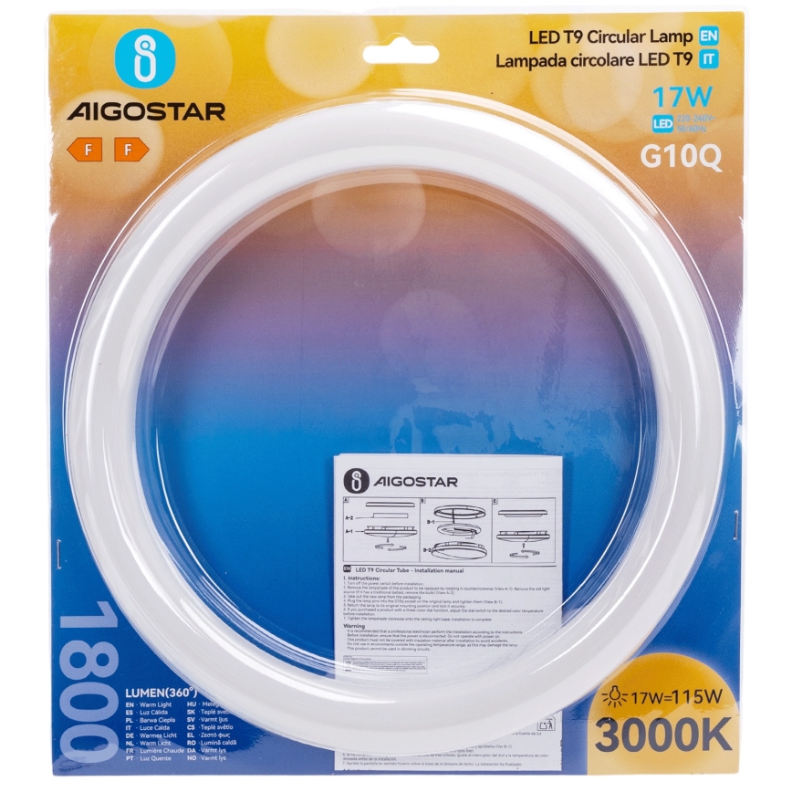 LED σωλήνας φθορισμού G10q/17W/230V 3000K - Aigostar