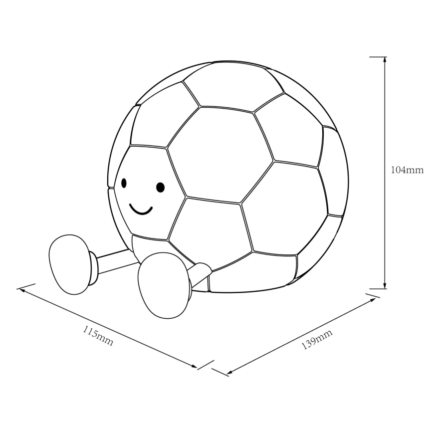 LED Ρυθμιζόμενο Παιδικό Αφής Φωτιστικό Ποδόσφαιρο LED/2W/5V USB 1200 mAh λευκό/μαύρο