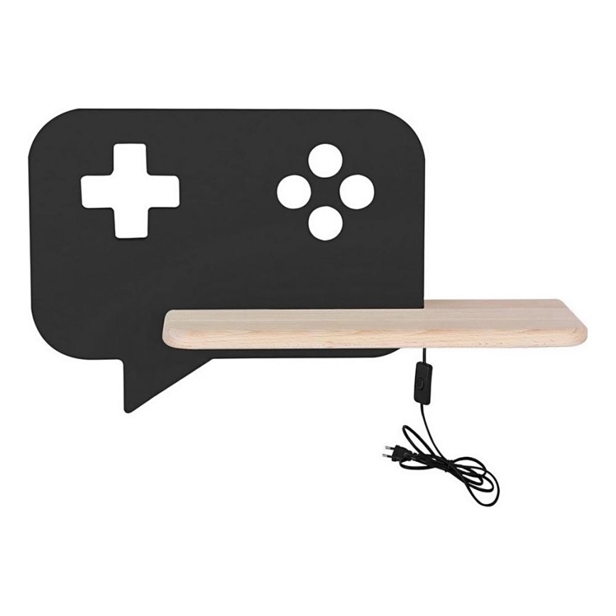 LED Παιδικό φωτιστικό τοίχου με ράφι CONSOLE LED/5W/230V μαύρο,