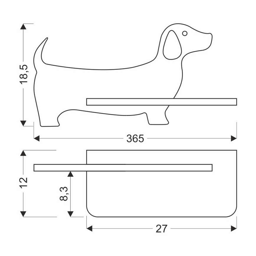 LED Παιδικό φωτιστικό τοίχου με ράφι DOG LED/5W/230V μαύρο/ξύλο,