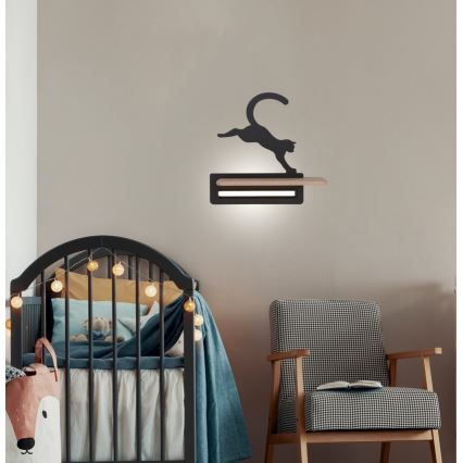 Παιδικό φωτιστικό τοίχου LED με ράφι JUMPING CAT LED/5W/230V,