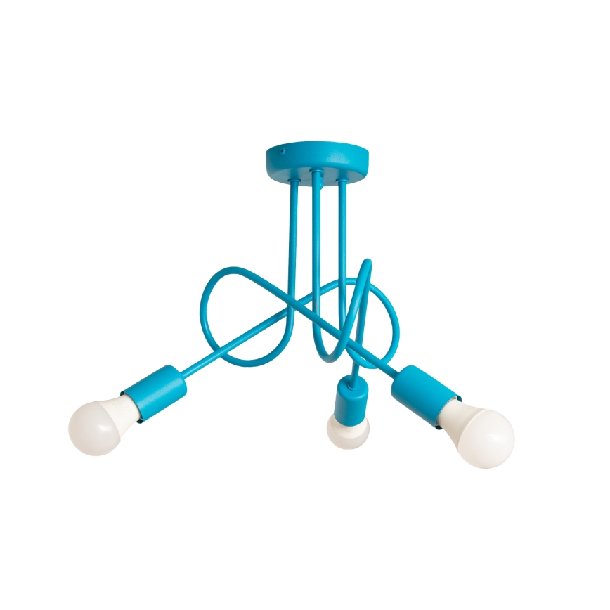 LED παιδικό επιφανειακό φωτιστικό οροφής OXFORD 3xE27/15W/230V μπλε