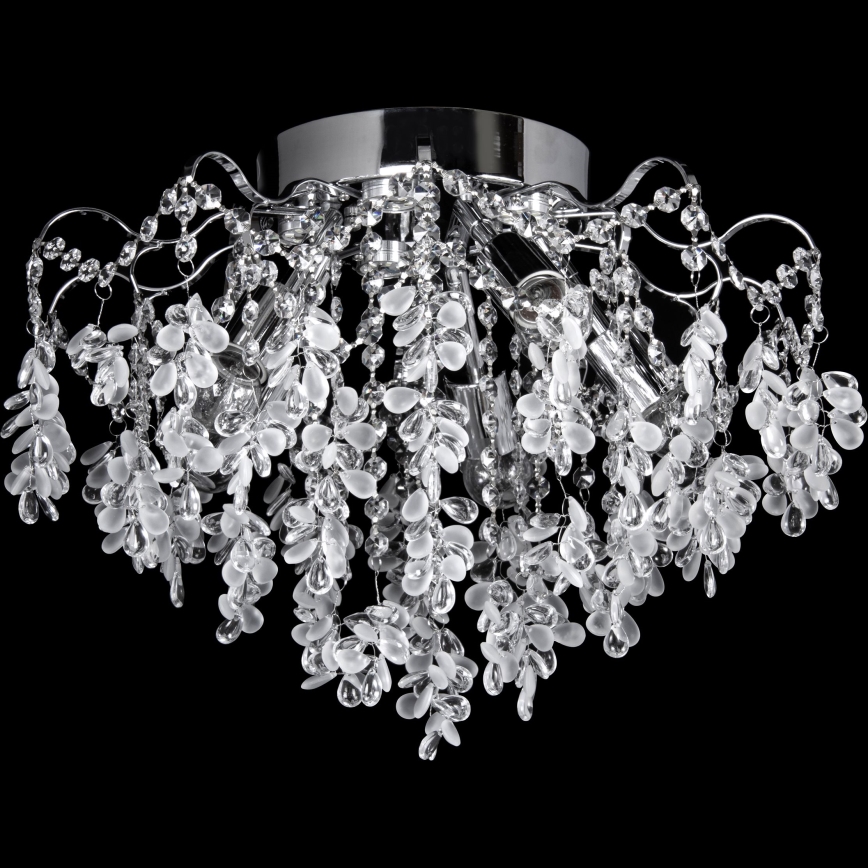 LED πλαφονιέρα, 4xE27/60W/230V + 4xLED/3W, Ø 40 cm, γυαλιστερό χρώμιο