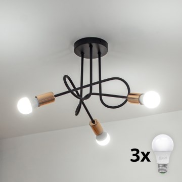 LED πλαφονιέρα OXFORD 3xE27/15W/230V μαύρο