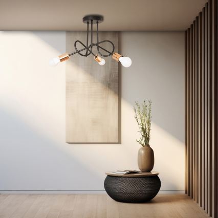 LED πλαφονιέρα OXFORD 3xE27/15W/230V μαύρο