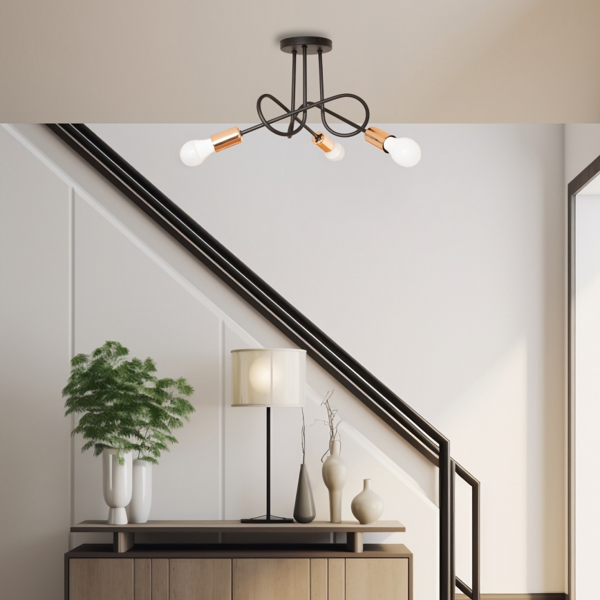 LED πλαφονιέρα OXFORD 3xE27/15W/230V μαύρο