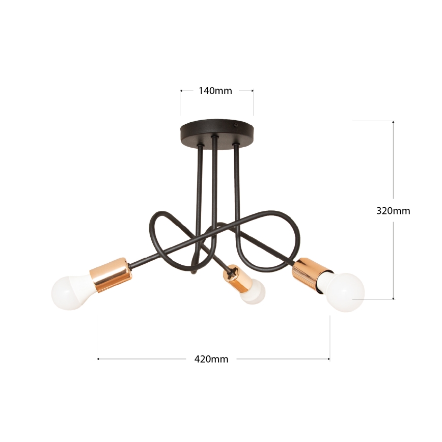 LED πλαφονιέρα OXFORD 3xE27/15W/230V μαύρο