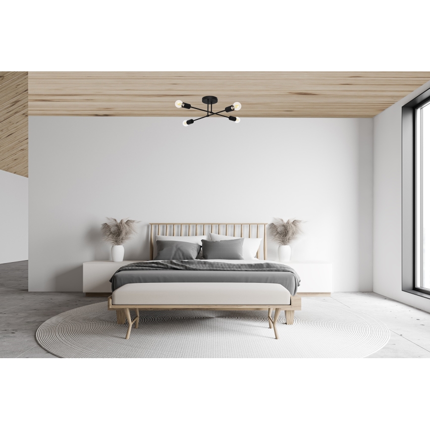 LED Πλαφονιέρα οροφής CAMBRIDGE 4xE27/8W/230V μαύρο