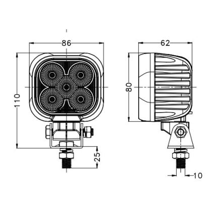 LED Προβολέας αυτοκινήτου BLACK LED/50W/10-30V IP69 5700K γωνιακός