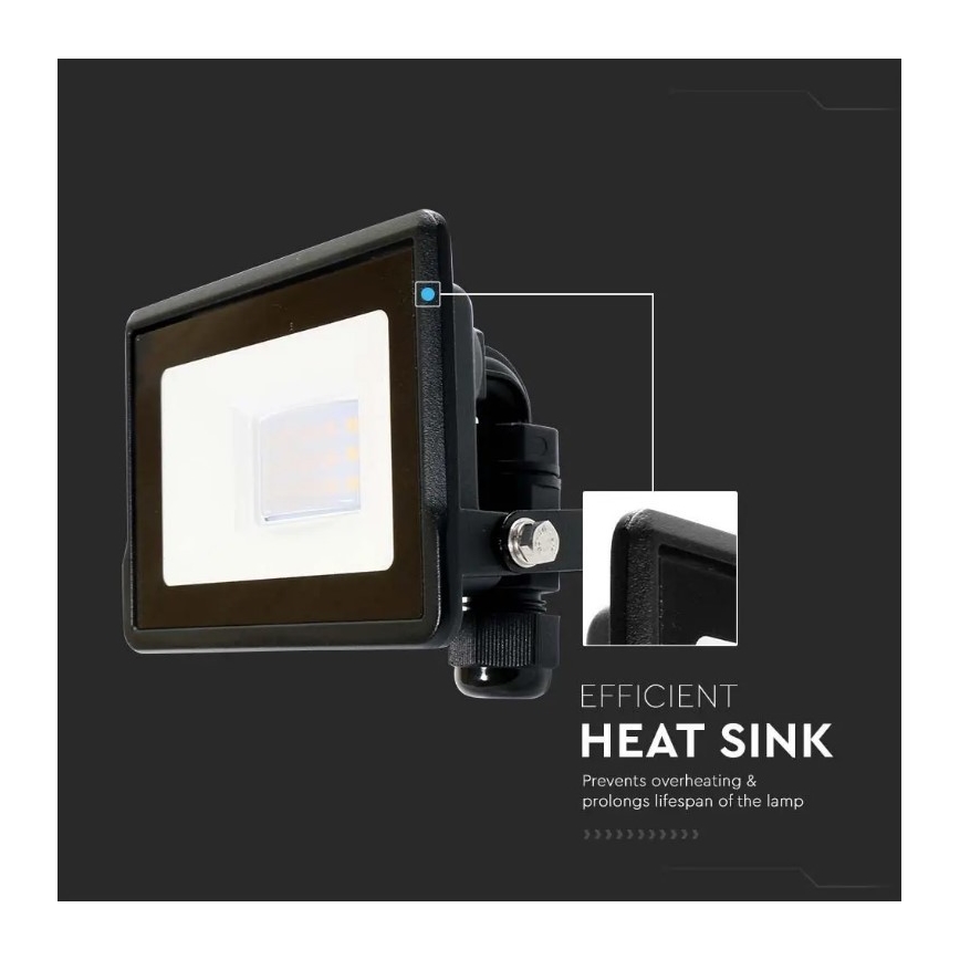 Προβολέας LED με άμεση σύνδεση SAMSUNG CHIP LED/10W/230V IP65 3000K μαύρο