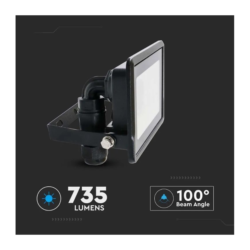 Προβολέας LED με άμεση σύνδεση SAMSUNG CHIP LED/10W/230V IP65 3000K μαύρο