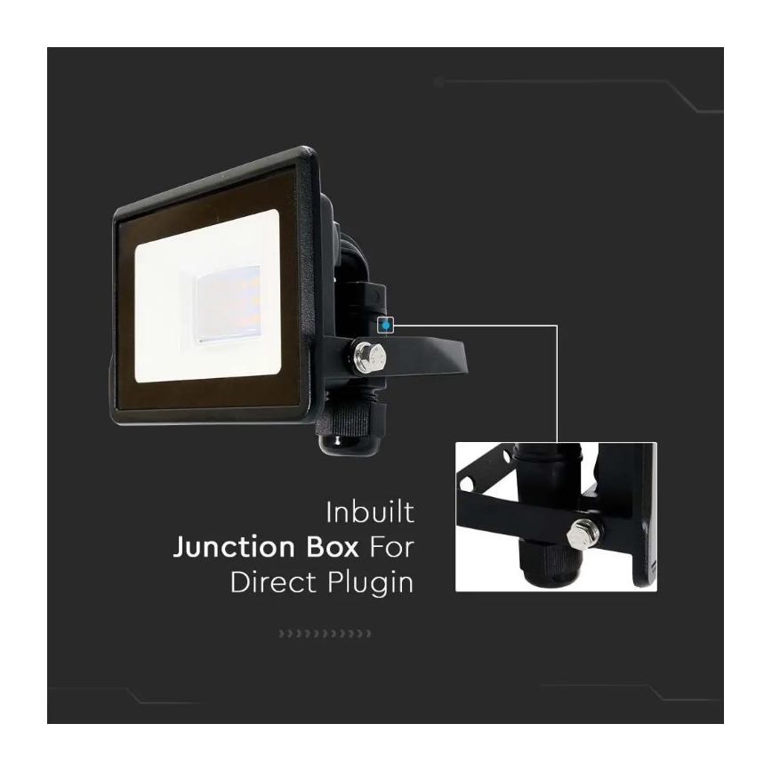 Προβολέας LED με άμεση σύνδεση SAMSUNG CHIP LED/10W/230V IP65 3000K μαύρο