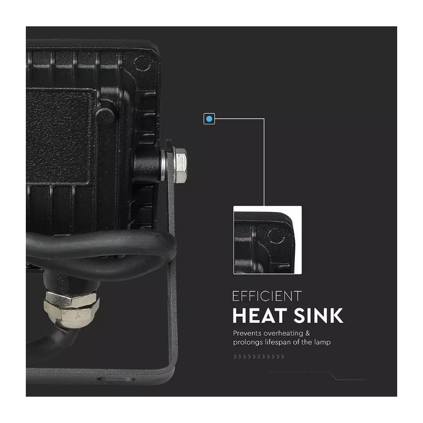 LED Προβολέας SAMSUNG CHIP LED/10W/230V IP65 3000K μαύρο