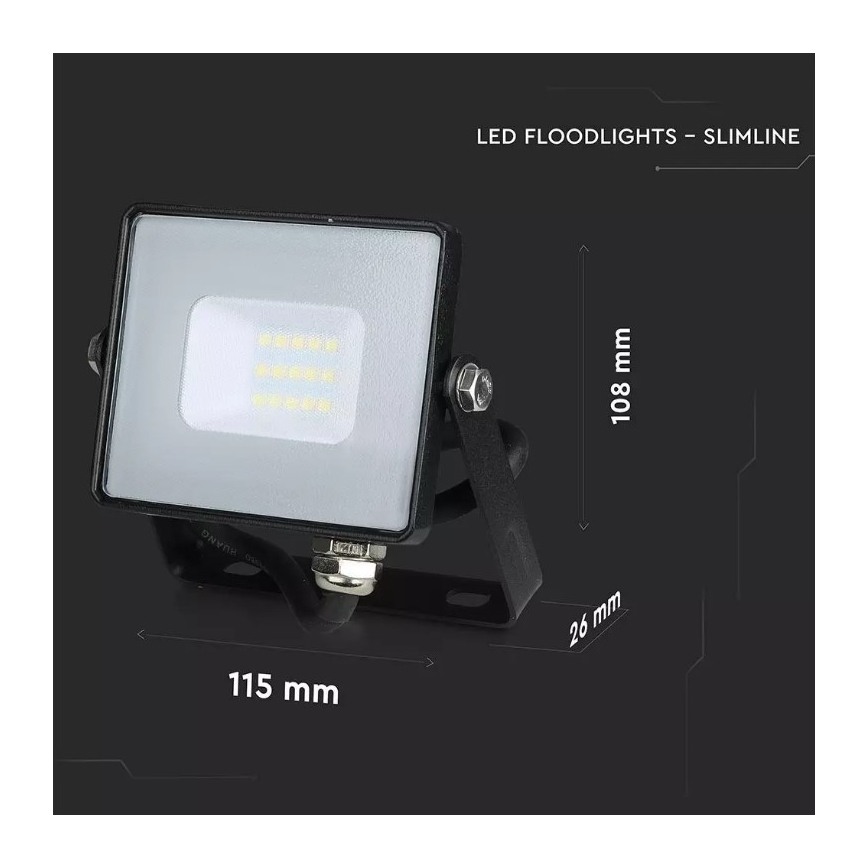 LED Προβολέας SAMSUNG CHIP LED/10W/230V IP65 3000K μαύρο