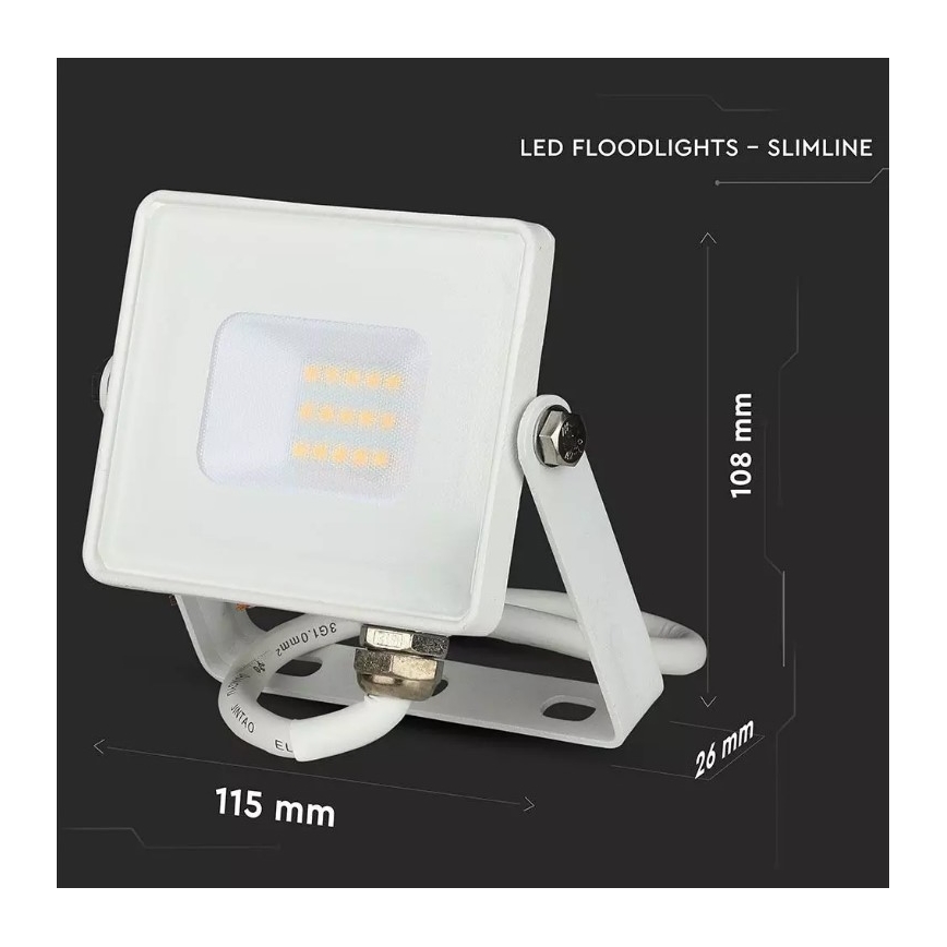 LED Προβολέας SAMSUNG CHIP LED/10W/230V IP65 6400K λευκό