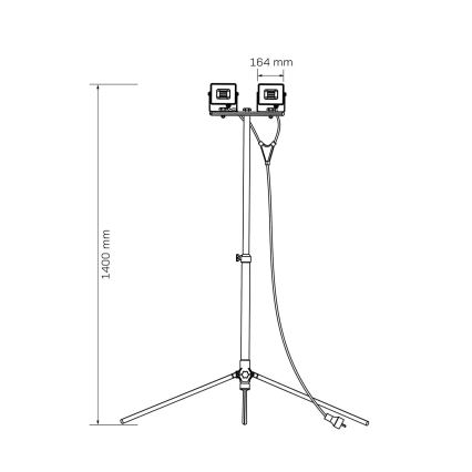 LED προβολέας με τρίποδο 2xLED/30W/230V 6500K IP65 κίτρινος