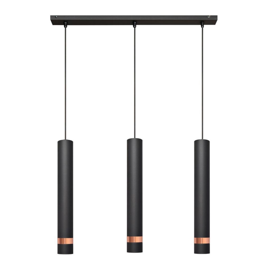 LED Πολύφωτο κρεμαστό σε ράγα TUBA 3xGU10/4,8W/230V μαύρο/χαλκός