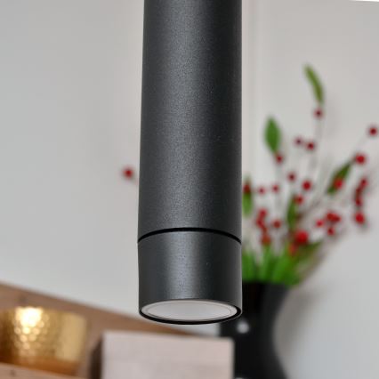 LED Πολύφωτο με συρματόσχοινο TUBA 3xGU10/4,8W/230V μαύρο