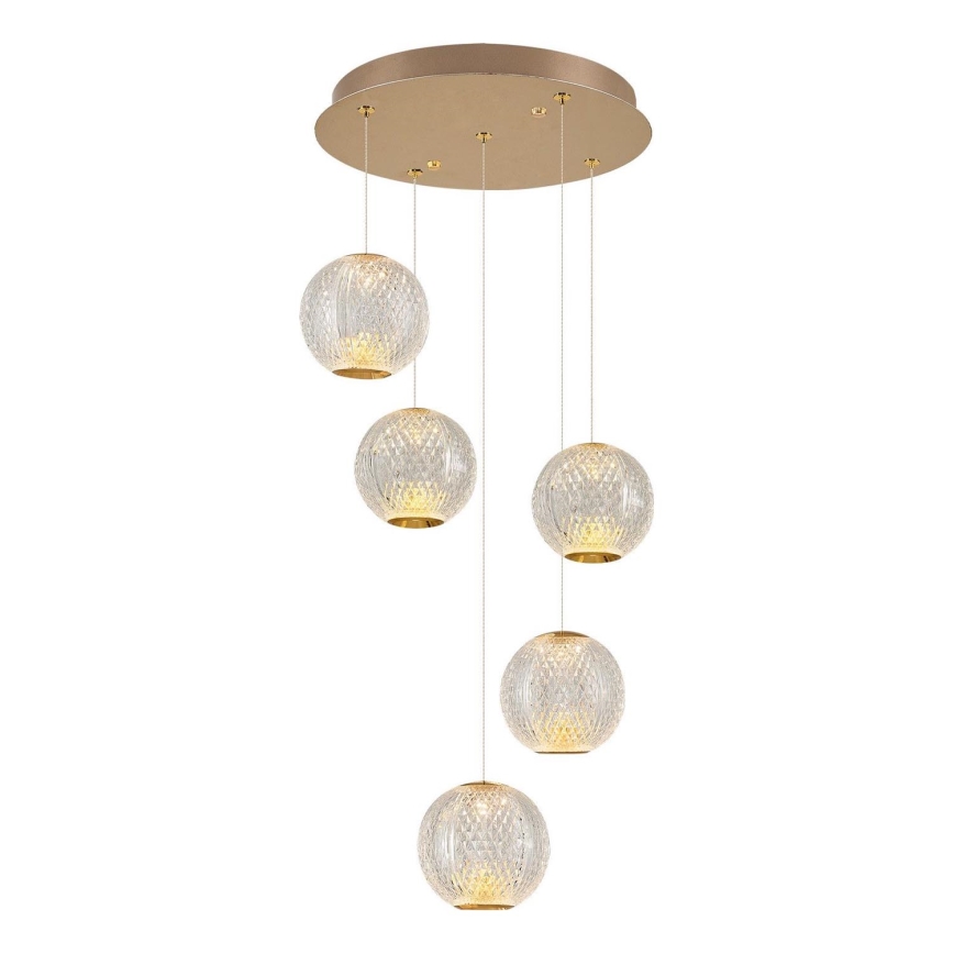 LED πολυέλαιος CREMONA με καλώδιο 5xLED/5W/230V 3000K χρυσός