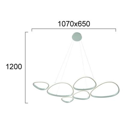 LED πολυέλαιος σε καλώδιο HELIX LED/61W/230V ασημί