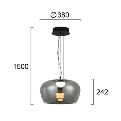 LED πολυέλαιος σε καλώδιο NADIA LED/20W/230V καπνιστό/μαύρο